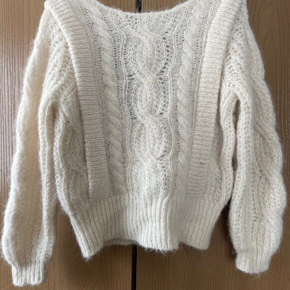 SEZANE Brune Jumper Ecru Backless Reversible Sweater - Picture 7 of 7